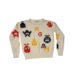 Retro Arcade Pixel Sweater Video game Graphic knit pullover M